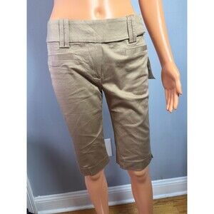 NWT Zara Basic Womens 4 Khaki Bermuda Shorts Chino Cotton Tan Summer Shorts.